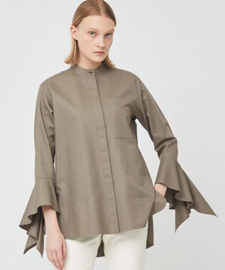 BEIGE， PERSIMMON / バンドカラーシャツ Slate