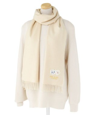 MOONBAT PAUL & JOE ACCESSOIRES ジプシー×クリザンテームワッペン付きムースタッチマフラー（パッケージ入り） ベージュ