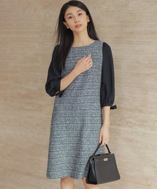 組曲 【KUMIKYOKU NAVY】ラメループモールツイード ワンピース ネイビー系1