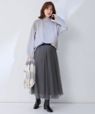 ANY L リブ起毛モックネックプルオーバー グレー