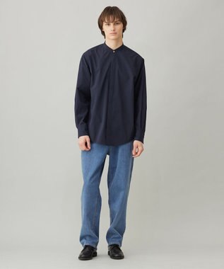 UNFILO MENS コンフォートシャツ バンドカラー ネイビー