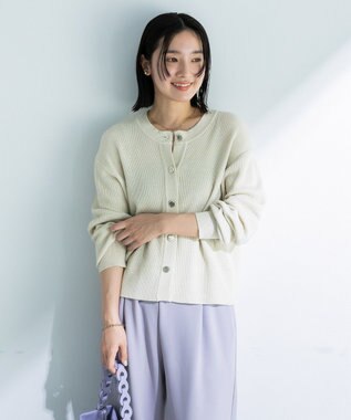 Green Parks アンチピリング金ボタンニットカーディガン Ivory