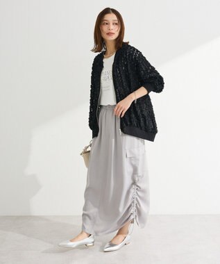 Green Parks フラワー柄チュールブルゾン Black