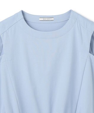 BEIGE， 【洗える】IXIA / コットンノースリーブドロストトップス Sax