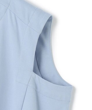 BEIGE， 【洗える】IXIA / コットンノースリーブドロストトップス Sax