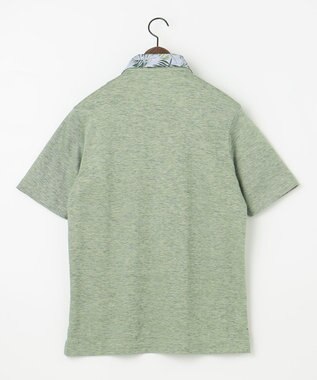 JOSEPH ABBOUD 【吸水速乾】リネンハニカム ポロシャツ(リーフ柄） 黄緑系