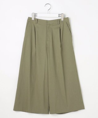 J.PRESS LADIES L 【人気素材】セルロースリネンストレッチ クロップド パンツ カーキ系