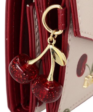 Maison de FLEUR リーフ付きチェリープチウォレット Red