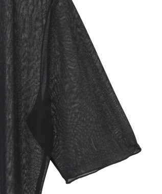 YECCA VECCA クルーネック5分袖シアートップス Black