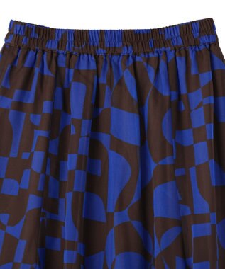YECCA VECCA アート柄シアーロングスカート Brown