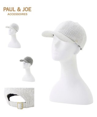 MOONBAT PAUL&JOE ACCESSOIRES(ポール&ジョー)ツイード キャップ 帽子 ネコチャーム付 UVカット ホワイト