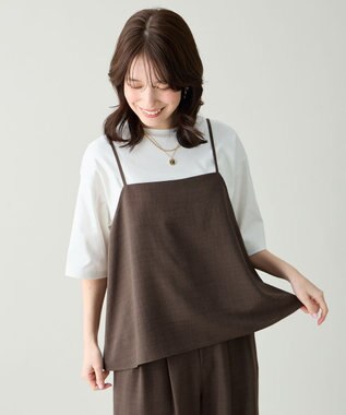 ANY 【2SET】2WAYビスチェ×ワイドパンツセットアップ ブラウン