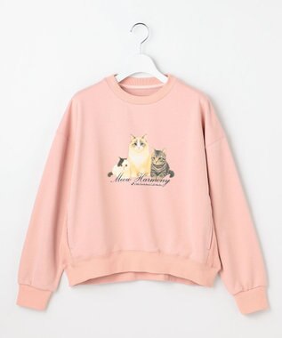 Feroux 【猫カフェMOCHAコラボ】猫ちゃんプリント トレーナー ピンク系
