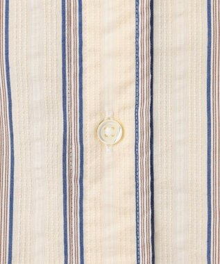 J.PRESS MEN 風が通るシアサッカーの清涼感【吸水速乾 / 高通気性】【クールマックス】サッカ－マルチストライプ シャツ / バンドカラー アイボリー系1