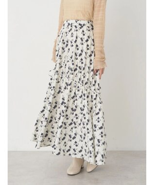 earth music&ecology ドロストギャザーフレアスカート Flower