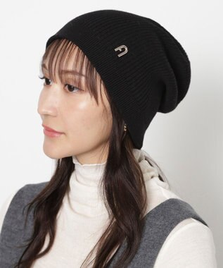 MOONBAT 【WEB限定】FURLA(フルラ)アーチロゴ付き ニット帽 帽子 UVカット 手洗いOK ブラック