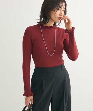 Green Parks ・ｓｗｉｎｇ　ｂｙ　フリルハイネックリブニット Red