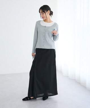 CRAFT STANDARD BOUTIQUE リネンライクラップ風スカート Black