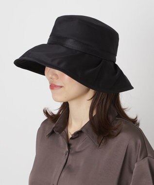 MOONBAT 【遮光100％/遮熱/UV】HIROKO KOSHINO(ヒロコ コシノ)遮光シアー カサブランカ 帽子 ゆったりMサイズ 手洗い可能/サイズ調整可能/日本製 ブラック