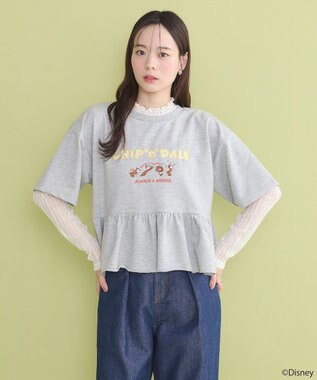 earth music&ecology チップ＆デール／フリル裏毛プルオーバー Gray Mixture