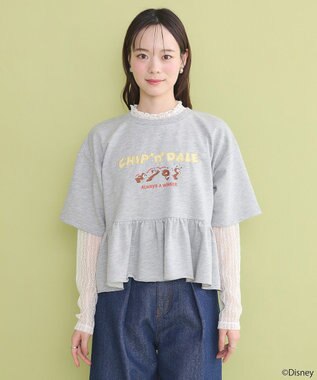 earth music&ecology チップ＆デール／フリル裏毛プルオーバー Gray Mixture