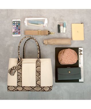 UNBILLION cachecache ショルダー付きパーテーションキャンバストートL パイソン