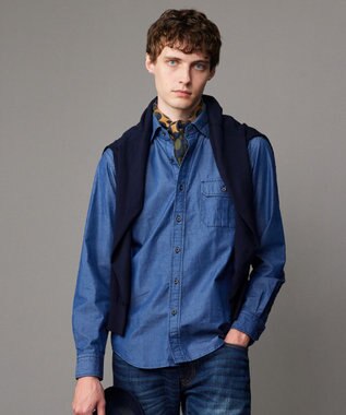 JOSEPH ABBOUD 【新たな環境配慮型素材使用】サスティナブルファブリック  テンセルツイル  シャツ ネイビー系