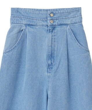 earth music&ecology ダブルベルトデザインワイドパンツ Light Indigo