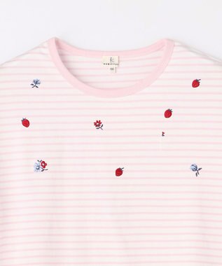 組曲 KIDS 【150-160㎝】 フルーティーボーダーTシャツ ピンク