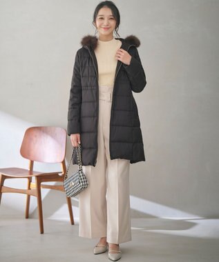 ANY SIS 【洗える】リブインナー ニット アイボリー