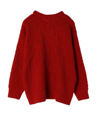 AMERICAN HOLIC パッチワークケーブルニットチュニック Red