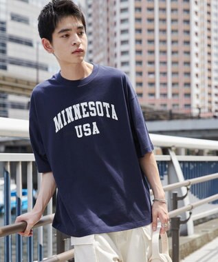 WEGO 【ユニセックス着用ITEM】カレッジロゴプリントT（SS） ネイビー