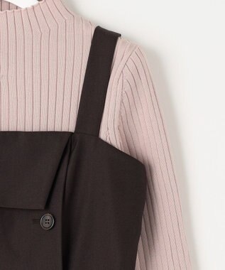 Feroux 【古畑星夏さん着用・セットアイテム】刺繍ポイント ニット × ジャンパー スカート ダークブラウン系