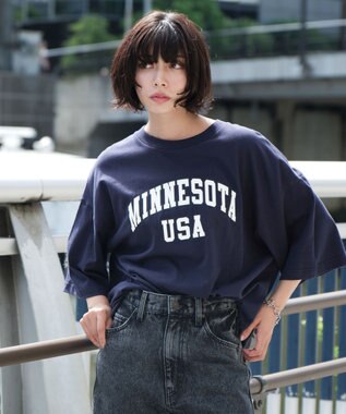 WEGO 【ユニセックス着用ITEM】カレッジロゴプリントT（SS） ネイビー