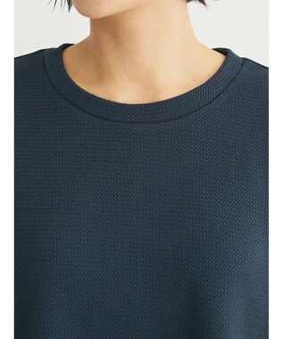 Green Parks ぽこぽこ７分袖カットプルオーバー Navy