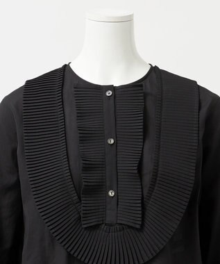 23区 【GOLD LABEL】トリアセテートオーガンジー プリーツブラウス ブラック系