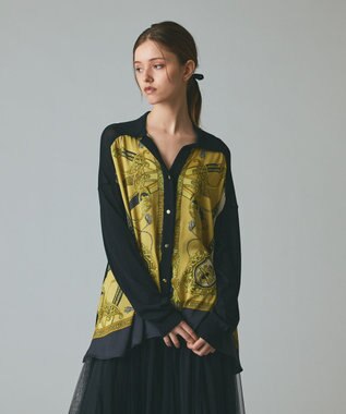 GRACE CONTINENTAL スカーフコンビカーディガン ブラック