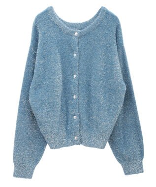 Green Parks シャギーギラギララメカーディガン Sax