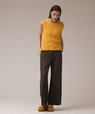 GRACE CONTINENTAL パッチワークニットトップ イエロー