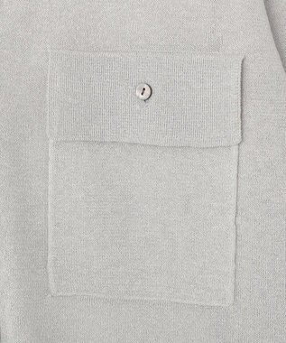 YECCA VECCA ノーカラー7分袖ポケットカーディガン Light Gray