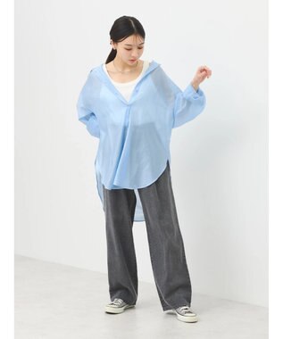 earth music&ecology ＢＩＧシアーシャツ Blue