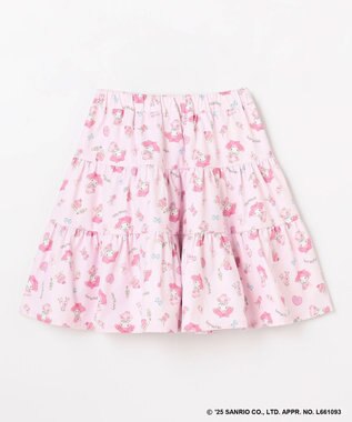 ANY KIDS 【マイメロディ＆クロミ×ANY KIDS】総柄 ティアードスカート ピンク×マイメロディ