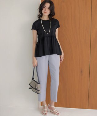 組曲 【WEB限定】トリコットジャージー ペプラムカットソー ネイビー系