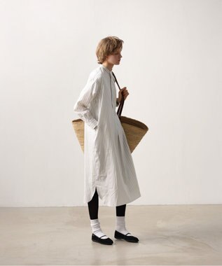 LENO STRIPE SHIRTS DRESS / ストライプシャツドレス WHITE STRIPE