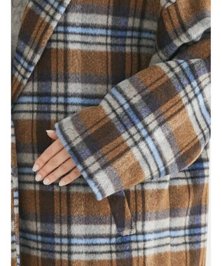 Green Parks ・ＥＬＥＮＣＡＲＥ　ＤＵＥ　シャギーチェックミドルコート Brown