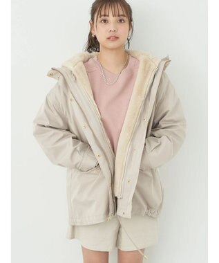 earth music&ecology マルチウェイマウンテンパーカー（ファー） Beige