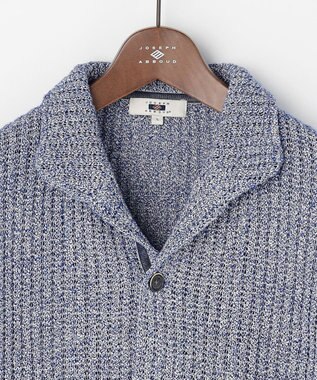 JOSEPH ABBOUD 【エコ素材和紙使用・日本素材】和紙杢メッシュクルーネック ニットジャケット ダルブルー系