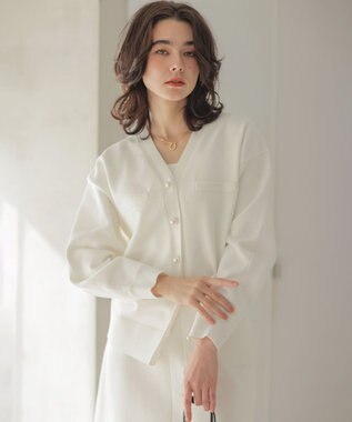 組曲 スウェットニット カーディガン ホワイト系