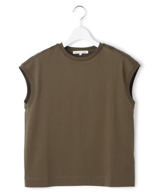 23区 シルキータッチ フレンチスリーブ Tシャツ カーキ系
