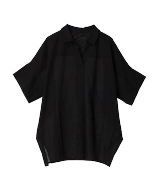 Green Parks 綿麻混スキッパーシャツ Black